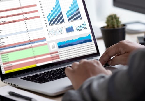 Professional analyzing data