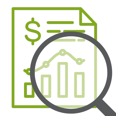 audit icon of financial statement with magnifying glass